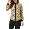 thumbnail image 1 of INSPIRE CHIC Women's Floral Button up Contrast Color Long Sleeve Work Office Shirt, 1 of 6