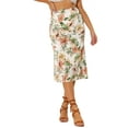 thumbnail image 1 of INSPIRE CHIC Women's Floral Chiffon High Waist Midi Pencil Skirt S White, 1 of 5