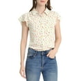 thumbnail image 1 of INSPIRE CHIC Women's Floral Collar Casual Blouse Short Sleeve Button up Tops XS White, 1 of 5