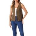 thumbnail image 1 of INSPIRE CHIC Women's Floral Crochet Hollow Out Sleeveless Open Front Vest Cardigan M Brown, 1 of 6