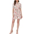thumbnail image 1 of Allegra K Women's Floral Dress Point Collar Button Up Tie Waist Summer Dresses, 1 of 6