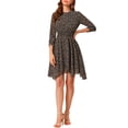 thumbnail image 1 of INSPIRE CHIC Women's Floral Dress Shirred Sleeve Smocked Dresses XS Black, 1 of 6