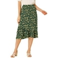 thumbnail image 1 of INSPIRE CHIC Women's Floral Elastic Waist Ruffle High Low Hem Skirts XS Green, 1 of 6