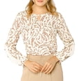 thumbnail image 1 of Allegra K Women's Floral Keyhole Organza Long Sleeve Ruffle Blouse, 1 of 7