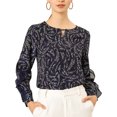 thumbnail image 1 of Allegra K Women's Floral Keyhole Organza Long Sleeve Ruffle Blouse, 1 of 7