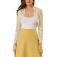 thumbnail image 1 of INSPIRE CHIC Women's Floral Lace Sheer Open Front Bolero Shrug Cropped Cardigan L Khaki, 1 of 7