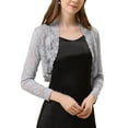 thumbnail image 1 of INSPIRE CHIC Women's Floral Lace Sheer Open Front Bolero Shrug Cropped Cardigan S Grey, 1 of 6