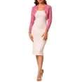 thumbnail image 1 of INSPIRE CHIC Women's Floral Lace Sheer Open Front Bolero Shrug Cropped Cardigan S Rose Pink, 1 of 7