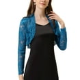 thumbnail image 1 of INSPIRE CHIC Women's Floral Lace Sheer Open Front Bolero Shrug Cropped Cardigan XL Blue, 1 of 6