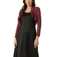 thumbnail image 1 of INSPIRE CHIC Women's Floral Lace Sheer Open Front Bolero Shrug Cropped Cardigan XS Carmine Red, 1 of 6