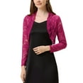 thumbnail image 1 of INSPIRE CHIC Women's Floral Lace Sheer Open Front Bolero Shrug Cropped Cardigan XS Fushcia, 1 of 7