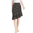 thumbnail image 1 of INSPIRE CHIC Women's Floral Leopard Print Ruffle A-Line Midi Skirt, 1 of 7