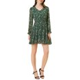 thumbnail image 1 of INSPIRE CHIC Women's Floral Long Sleeve Elastic Waist Ruffle Hem Dress with Belt, 1 of 5