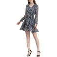 thumbnail image 1 of Allegra K Women's Floral Long Sleeve Elastic Waist Ruffle Hem Dress with Belt, 1 of 6