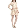 thumbnail image 1 of INSPIRE CHIC Women's Floral Long Sleeve Elastic Waist Ruffle Hem Dress with Belt, 1 of 6