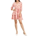 thumbnail image 1 of Allegra K Women's Floral Long Sleeve Elastic Waist Ruffle Hem Dress with Belt, 1 of 7
