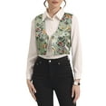 thumbnail image 1 of INSPIRE CHIC Women's Floral Pattern V Neck Sleeveless Button Satin Waistcoat Vest M Green, 1 of 6