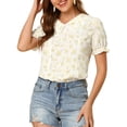 thumbnail image 1 of INSPIRE CHIC Women's Floral Peter Pan Collar Lace Trim Ruffle Sleeve Blouse XS White, 1 of 7