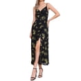 thumbnail image 1 of INSPIRE CHIC Women's Floral Print Dress Knot Front Sweetheart Neck Split Elegant Maxi Dress L Green, 1 of 5