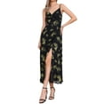 thumbnail image 1 of INSPIRE CHIC Women's Floral Print Dress Knot Front Sweetheart Neck Split Elegant Maxi Dress XS Green, 1 of 5