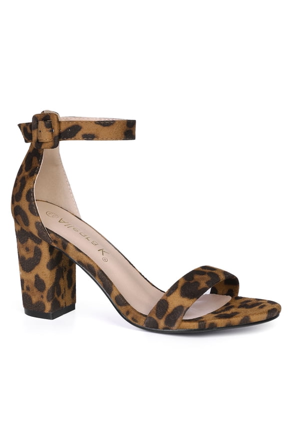 Women's Shoes Printed Open Toe Block High Heels Summer Sandals Brown-Leopard 5