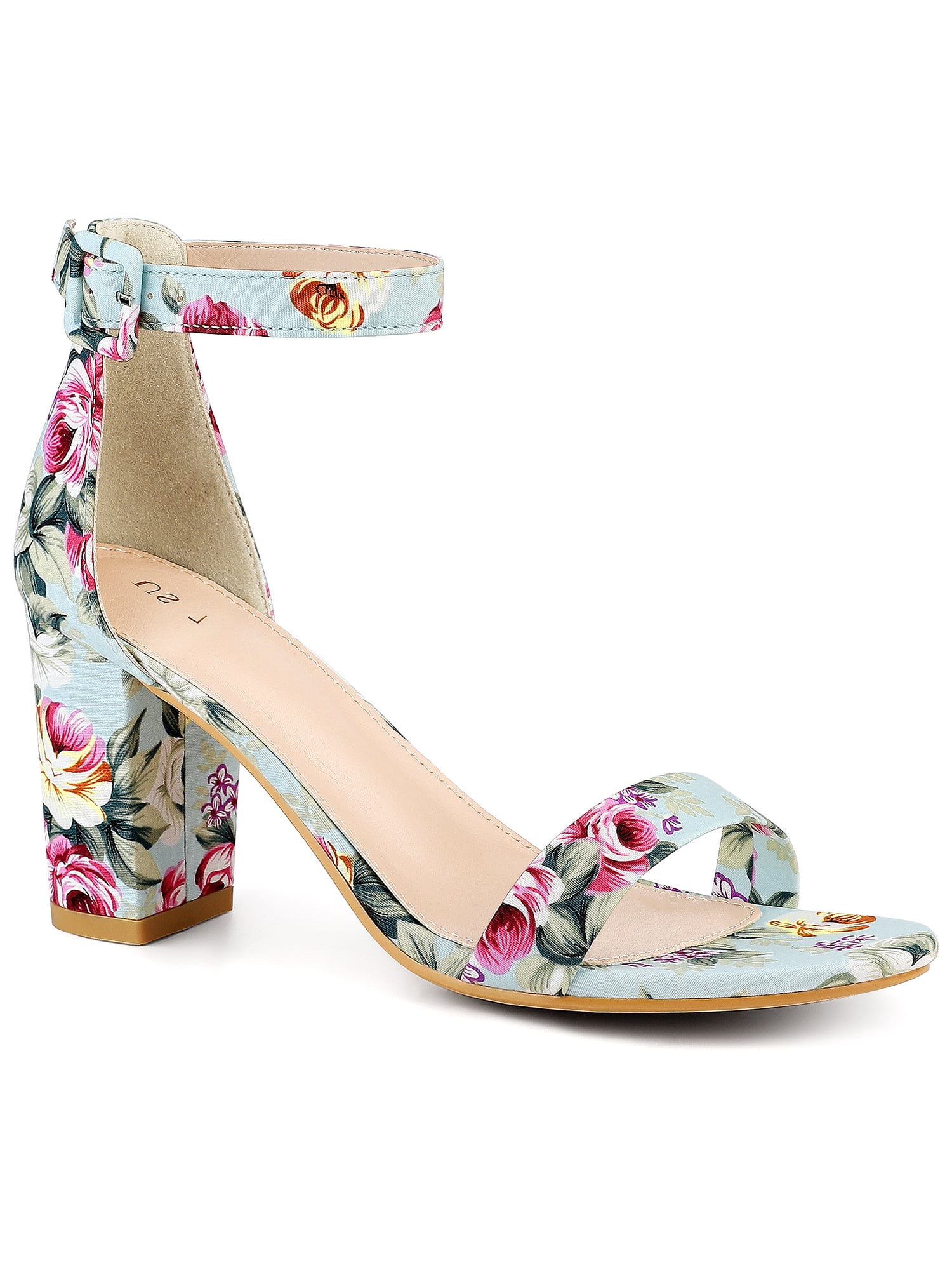 BLISSFUL STEP Women's Shoes Solid Color Open Toe Block High
