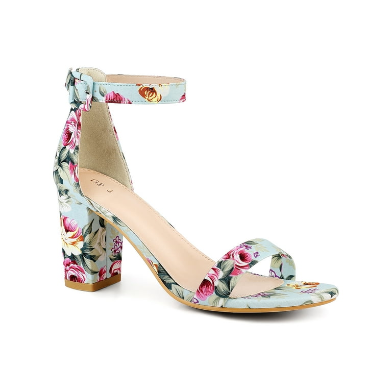BLISSFUL STEP Women's Shoes Solid Color Open Toe Block High