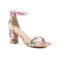 thumbnail image 1 of BLISSFUL STEP Women's Shoes Flower Print Open Toe Block High Heels Summer Sandals Pink Flowers 10.5, 1 of 7