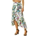 thumbnail image 1 of INSPIRE CHIC Women's Tropical Floral Print Ruffle Self Tie Knot Split Beach Hawaiian Wrap Skirt S White, 1 of 7
