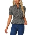 thumbnail image 1 of INSPIRE CHIC Women's Floral Print Summer Ruffle Neck Short Sleeve Peplum Top, 1 of 5