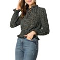 thumbnail image 1 of Allegra K Women's Floral Print V Neck Lantern Sleeve Casual Blouse, 1 of 7