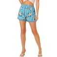 thumbnail image 1 of REFINED ATTIRE Women's Floral Printed Lace Trim Elastic Waist Shorts L Light Blue, 1 of 7
