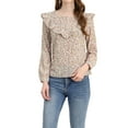 thumbnail image 1 of INSPIRE CHIC Women's Floral Printed Top Long Sleeve Round Neck Ruffle Collar Blouse, 1 of 5