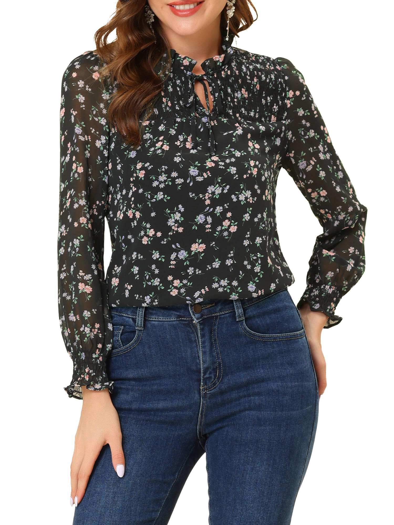 Vince Camuto Women's Tie Neck Blouse Blue Size Small - Walmart.com