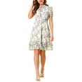 thumbnail image 1 of INSPIRE CHIC Women's Floral Ruffle Hem Short Sleeve A-Line Smocked Chiffon Dress XS White, 1 of 8