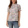 thumbnail image 1 of Allegra K Women's Floral Ruffled Short Sleeve Tops Ruffle Neck Casual Blouses, 1 of 6