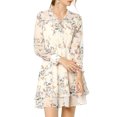 thumbnail image 1 of Allegra K Women's Floral Ruffled Tie V Neck Vintage Layered Chiffon Mini Dress, 1 of 7