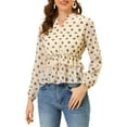 thumbnail image 1 of Allegra K Women's Floral Split V Neck Casual Ruffle Chiffon Peplum Blouse, 1 of 6