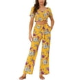 thumbnail image 1 of INSPIRE CHIC Women's Floral Square Neck Crop Blouse and Tie Waist Wide Leg Pants Set, 1 of 5