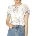 thumbnail image 1 of Allegra K Women's Floral Tie V Neck Flutter Sleeves Summer Blouse, 1 of 7