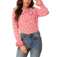 thumbnail image 1 of INSPIRE CHIC Women's Floral Tie V Neck Vintage Ruffle Trumpet Long Sleeve Top M White Orange, 1 of 9
