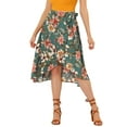 thumbnail image 1 of INSPIRE CHIC Women's Floral Tropical Boho Midi Wrap Skirt L Green, 1 of 7