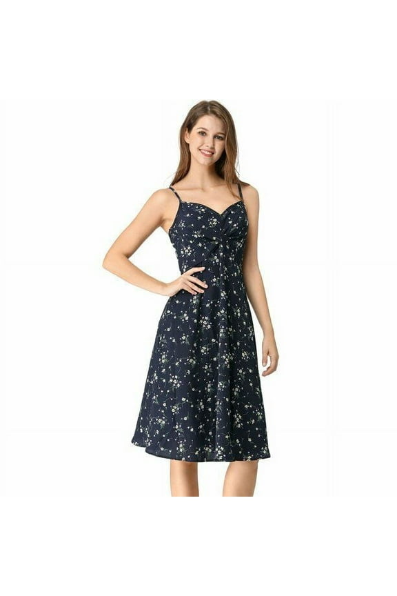 Women's Floral Twist Front Adjustable Strap Dress Size L Floral