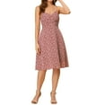 thumbnail image 1 of INSPIRE CHIC Women's Floral Twist Front Adjustable Strap Midi Dress M Red, 1 of 8