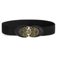 thumbnail image 1 of INSPIRE CHIC Women's Flower Metal Interlocking Buckle Elastic Cinch Belt Buckle-Cloud S Black, 1 of 4