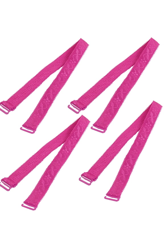 Women's Flower Pattern Fuchsia Stretch Bra Shoulder Straps
