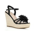 thumbnail image 1 of BLISSFUL STEP Women's Flower Platform Espadrilles Wedge Heel Sandals Black 5.5, 1 of 7