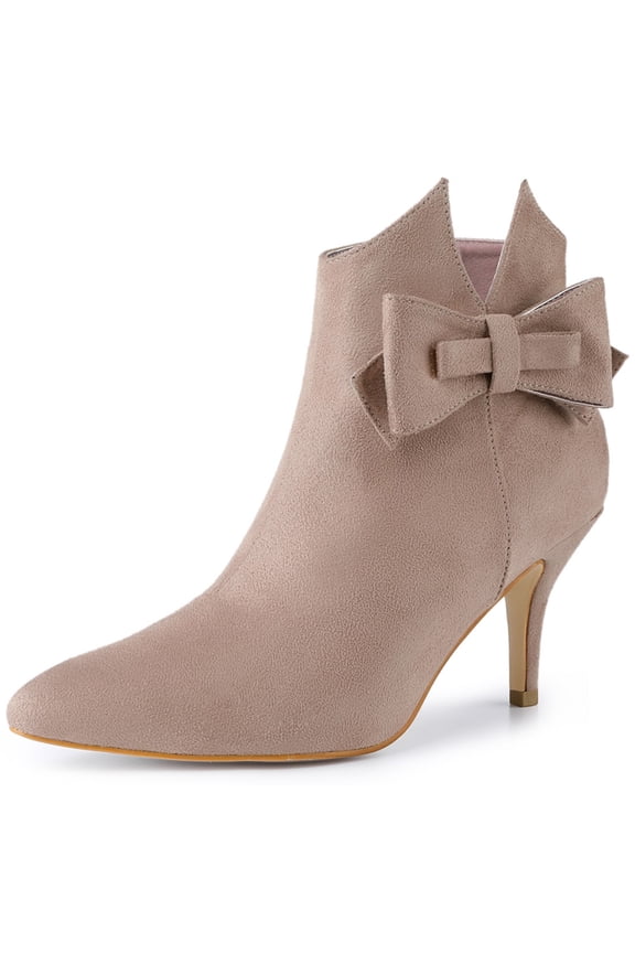 Women's Flower Point Toe Size Zipper Stiletto Heel Ankle Boots Dust Pink 10