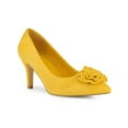 thumbnail image 1 of BLISSFUL STEP Women's Flower Pointed Toe Stiletto Heels Pumps Yellow 8, 1 of 7