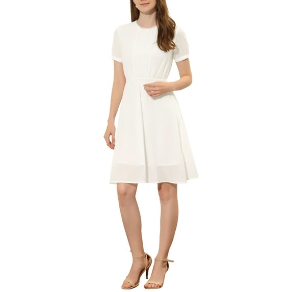 Allegra K Women's Flowy Lace Insert Casual Fit and Flare Dresses